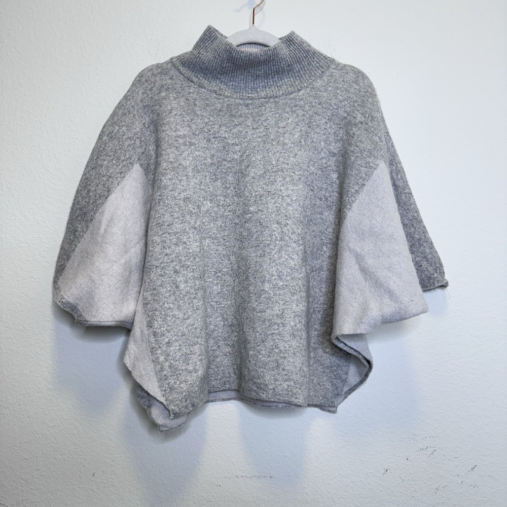 Note di Anita Women One Size Poncho Sweater Wool Cashmere Blend Gray Italy